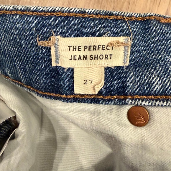 Madewell The Perfect Jean Short Women 27 Blue Distressed Frayed Hem Denim - Picture 4 of 9